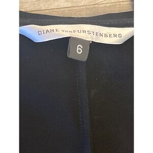 DIANE von FURSTENBERG Black Sleeveless Ruffle V Neck Midi‎ Dress Size 6